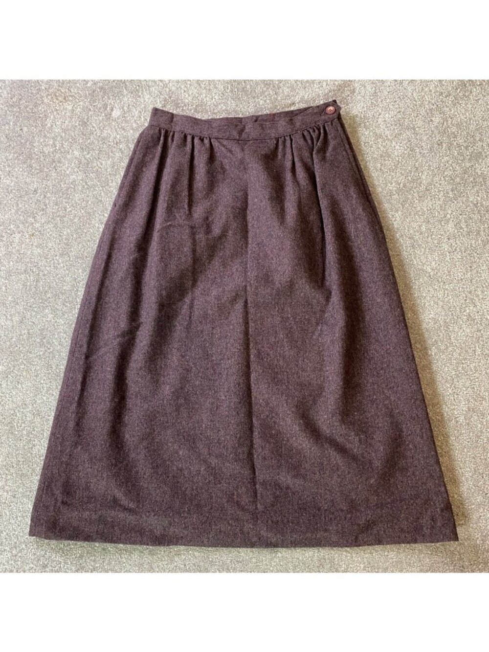 Vintage Jacobsons Wool-Blend Midi Skirt Plum Brown A-Line Classic Size 10